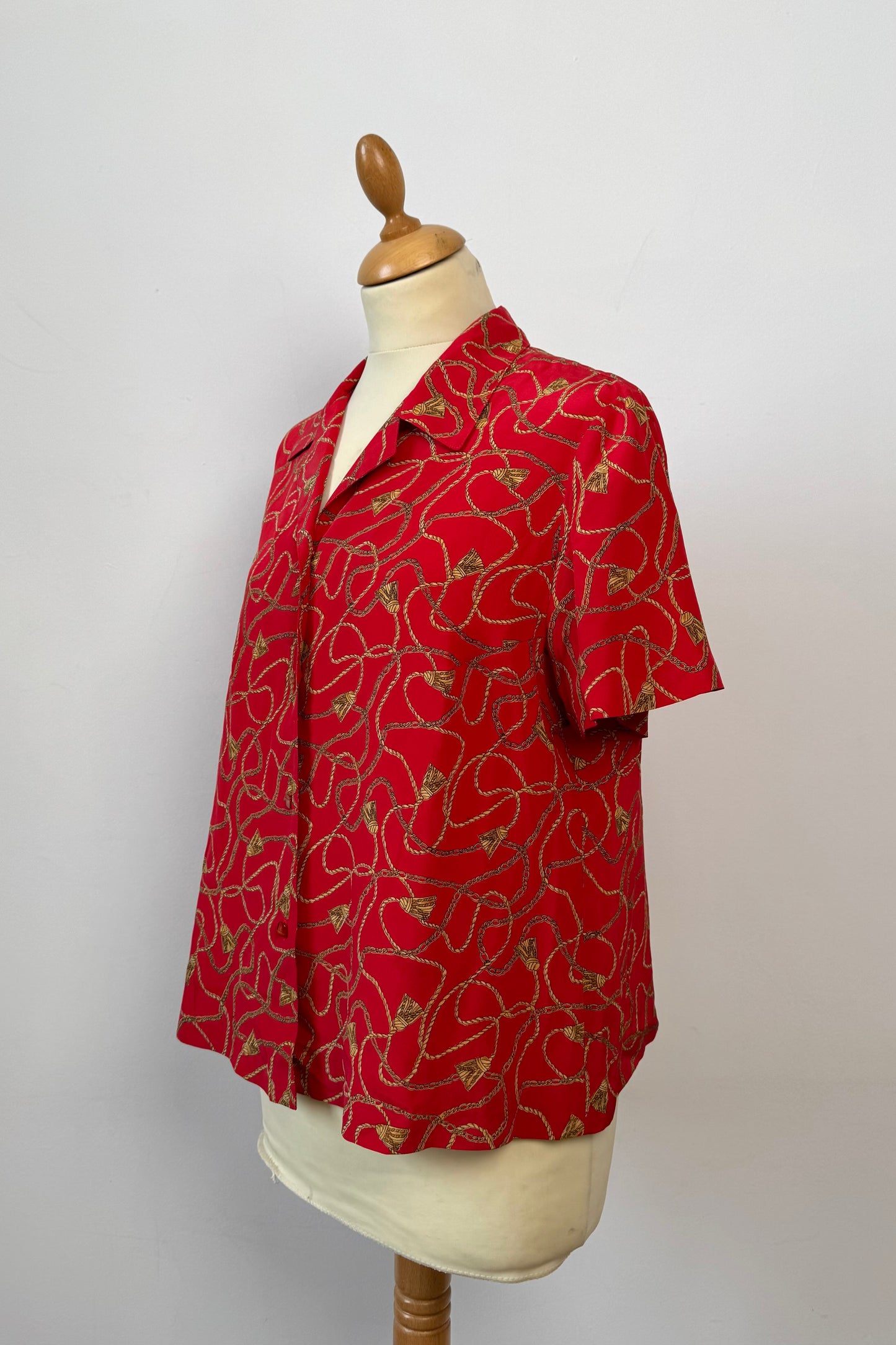 CHAIN PRINT SILK SHIRT SIZE S/M 8/10
