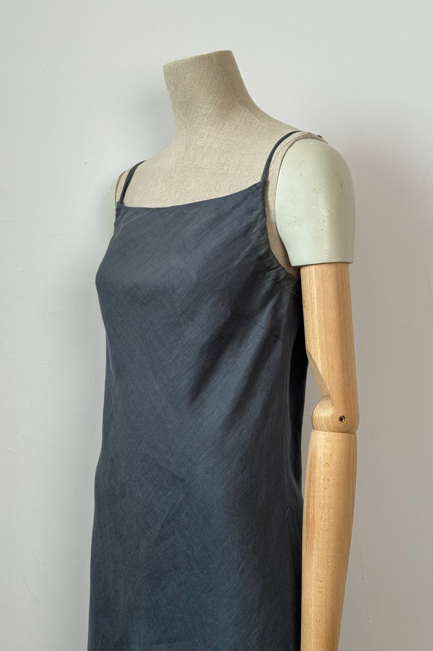 GRAYISH BLUE LINEN DRESS SIZE S UK 8