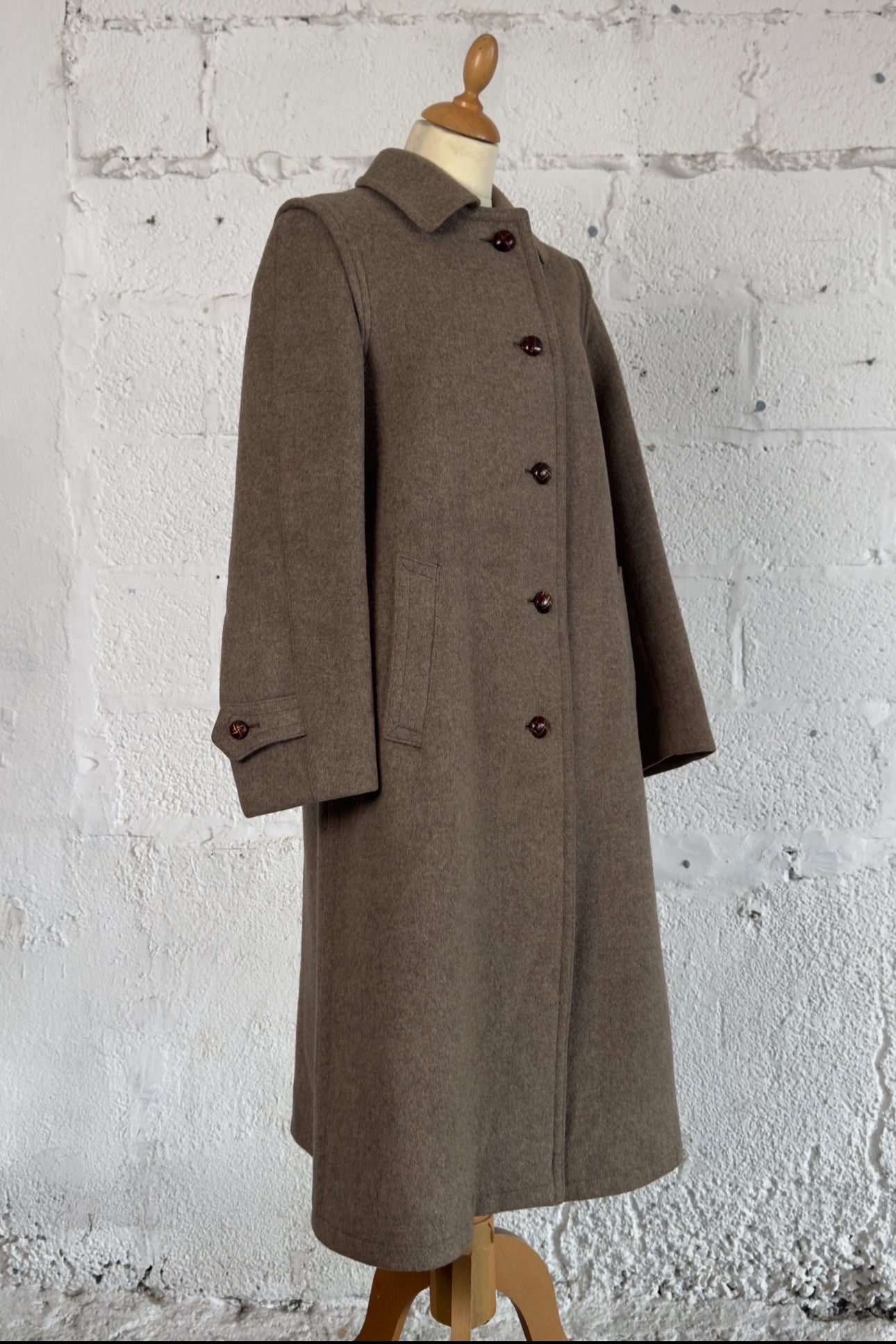 Wool Coat Greige Size S Women’s UK 6/8