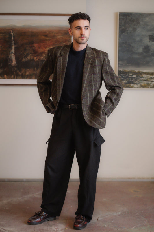 Tweed Blazer Dark Green with Purple Accent Size S/M Men’s UK 8/10