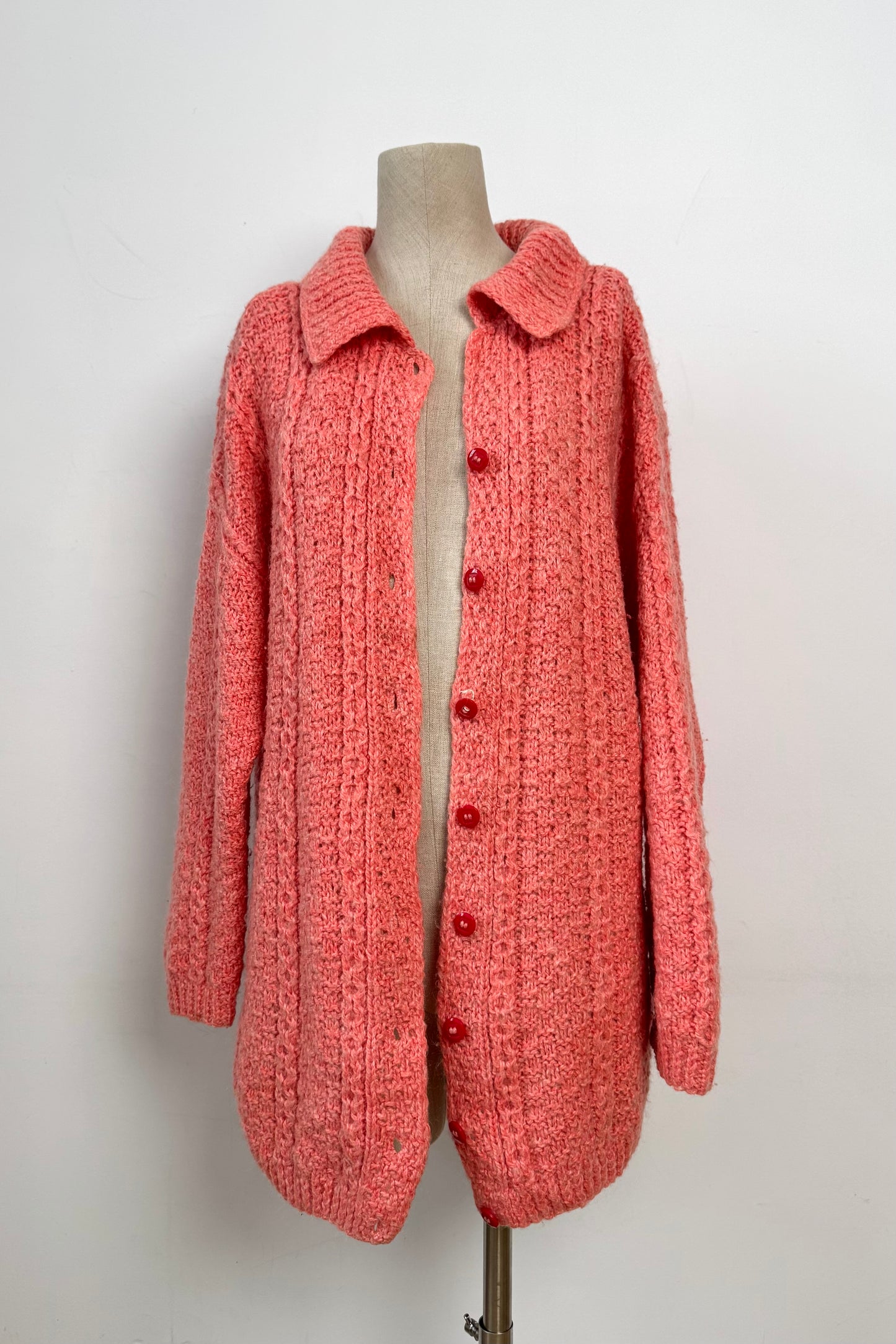 Coral knit cardigan in size M/L UK 10/12