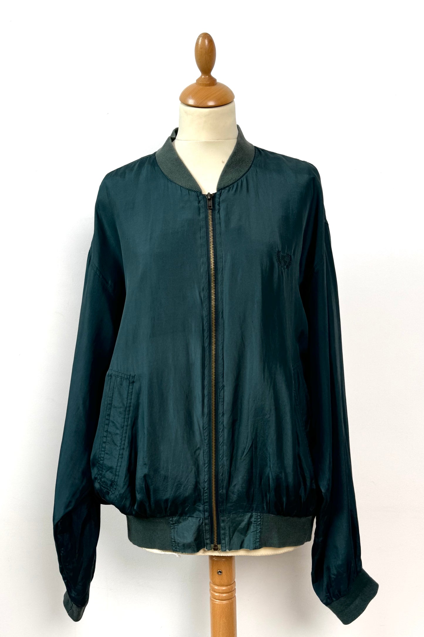 GREEN SILK BOMBER SIZE M UK 10