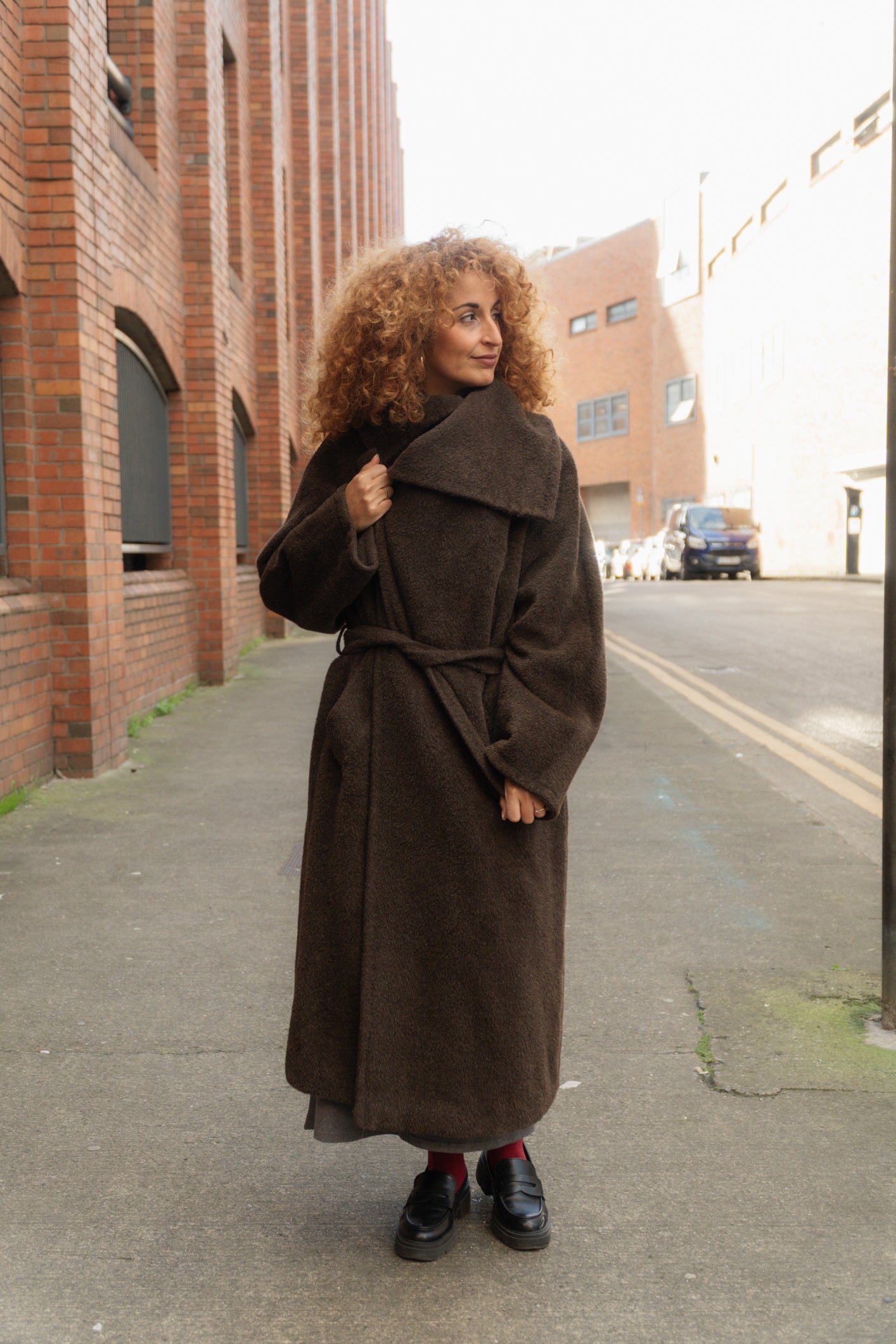 Max Mara Brown Robe Coat Pure Alpaca Wool Size L/XL Women’s UK 12-16