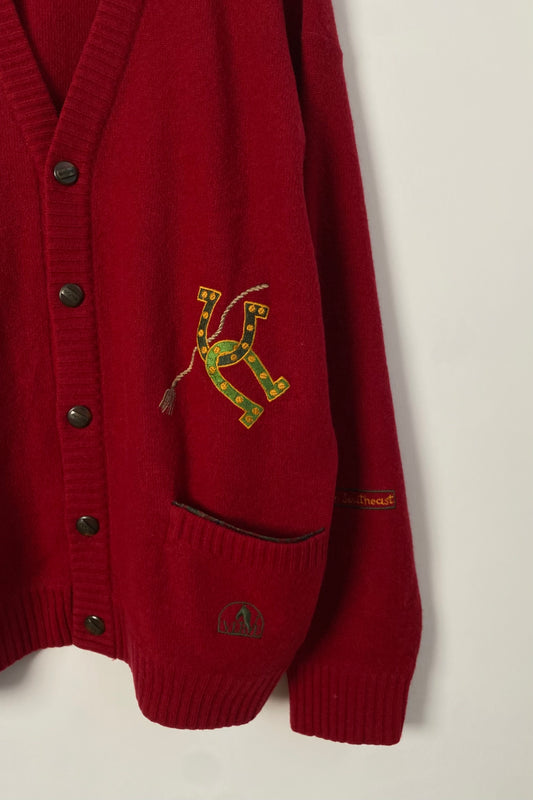 LUCKY Red Cardigan Size L/XL - UK 12/14