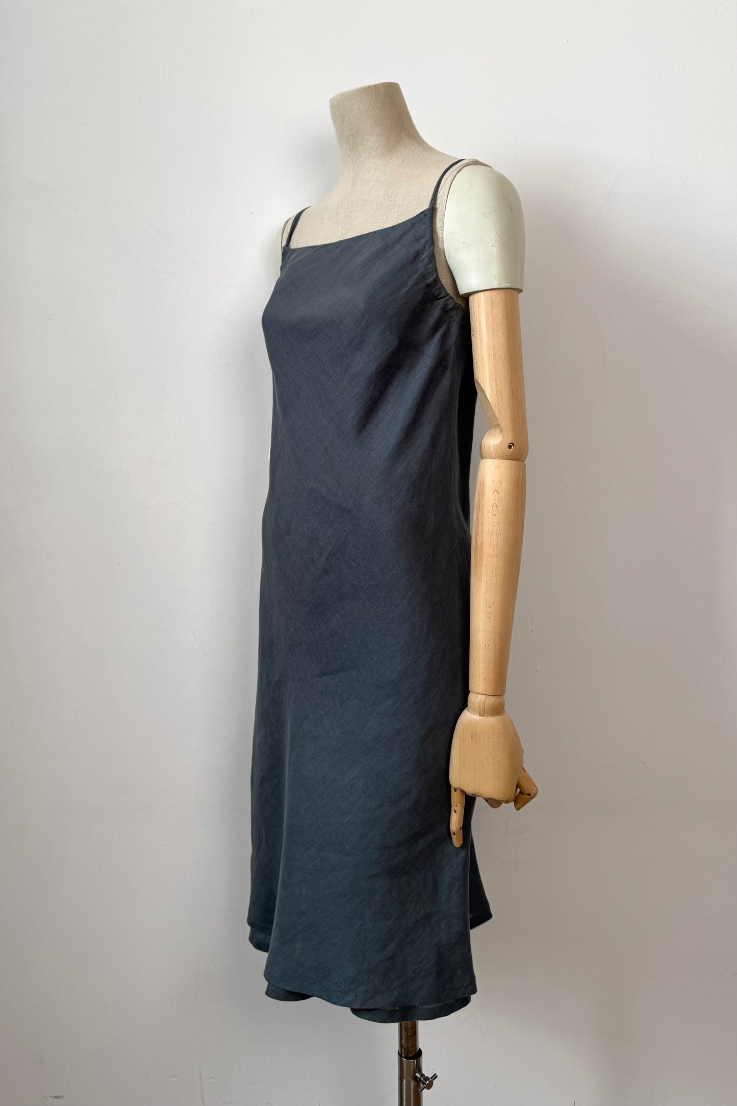 GRAYISH BLUE LINEN DRESS SIZE S UK 8