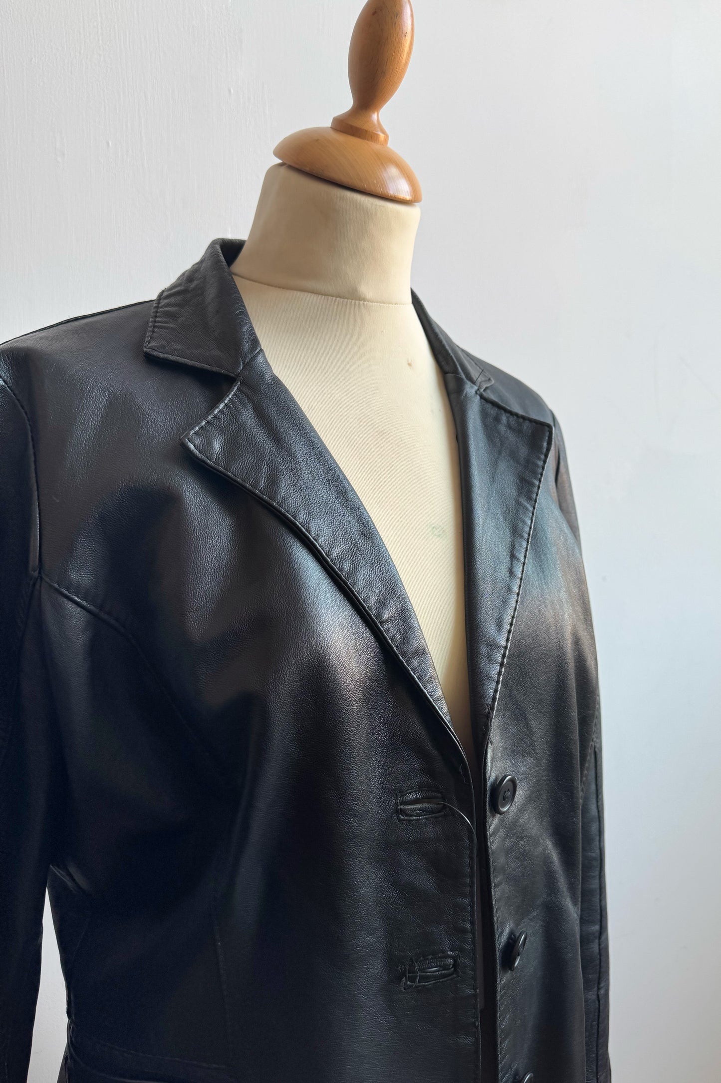 Black Leather Blazer Size M UK 8/10