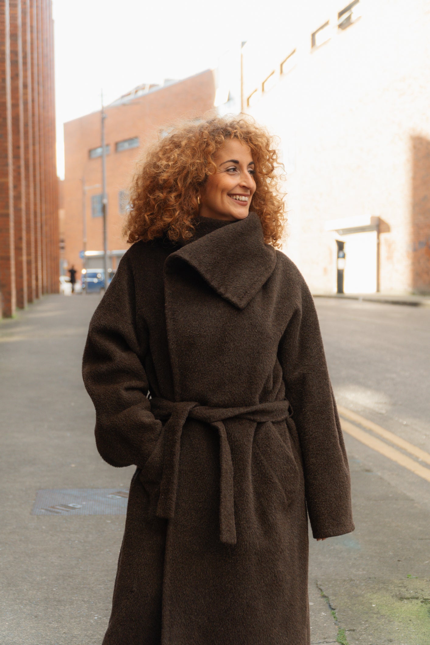 Max Mara Brown Robe Coat Pure Alpaca Wool Size L/XL Women’s UK 12-16