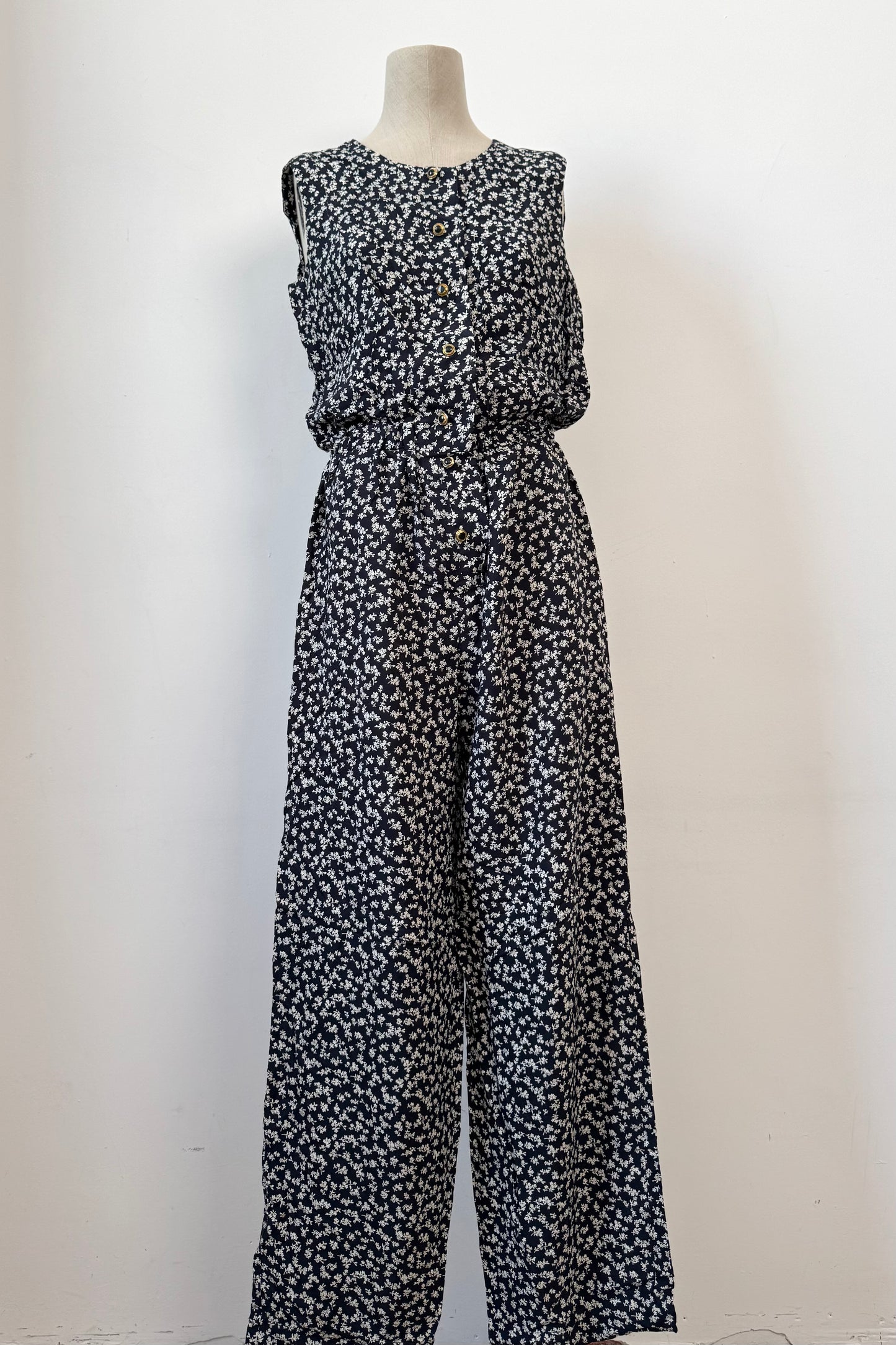 NAVY FLOWERS JUMPSUIT SIZE S UK 6/8