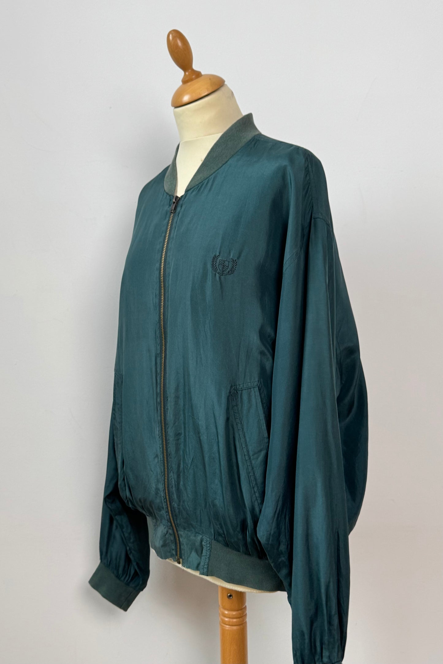 GREEN SILK BOMBER SIZE M UK 10