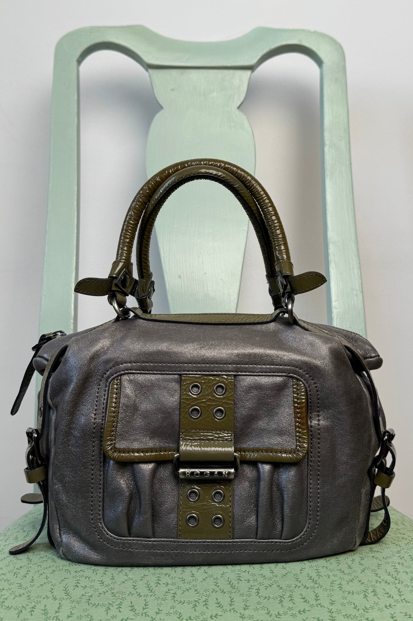 VINTAGE HOGAN METALLIC LEATHER BAG 2000s