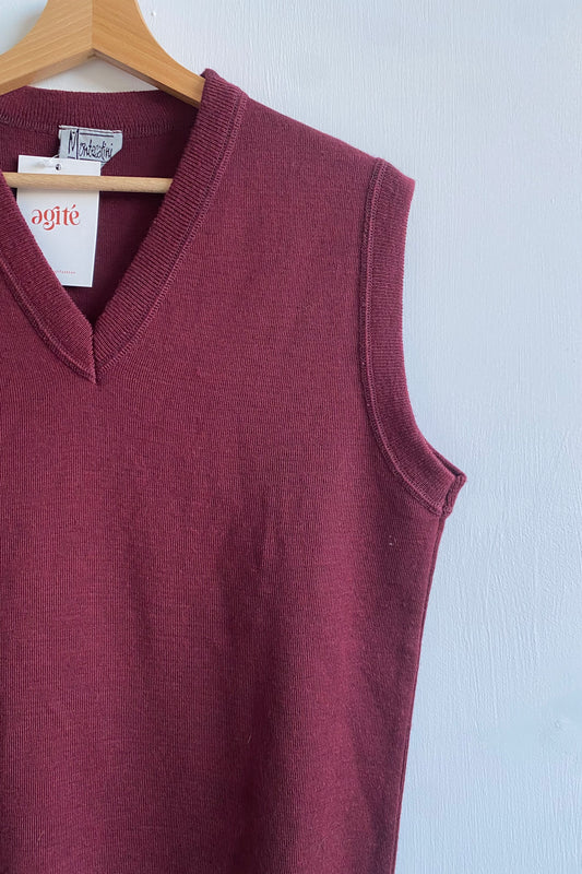 Burgundy Wool Blend Sweater Vest Size M UK 10/12