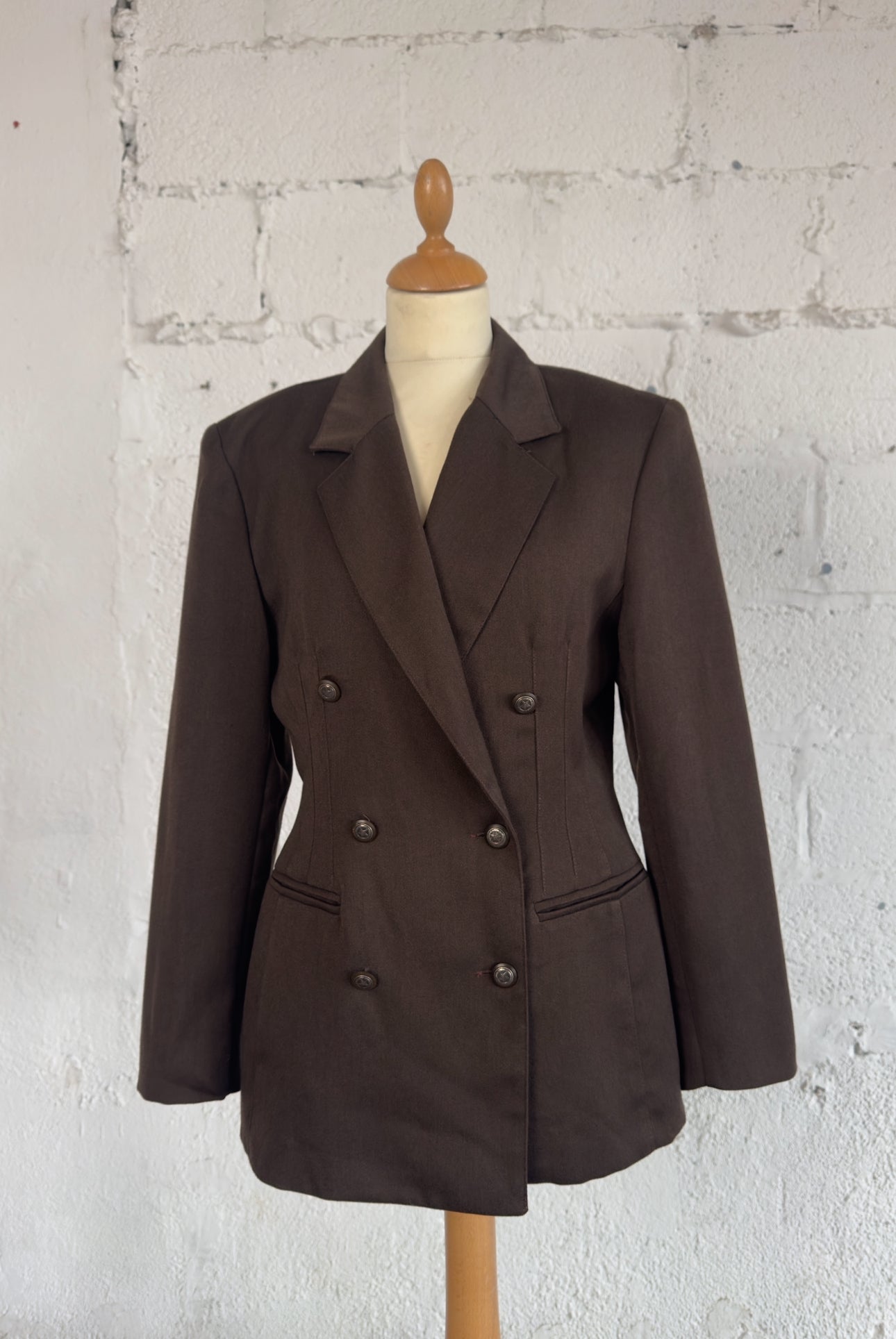 Double Breasted Brown Fitted Blazer Women's Size M UK 10