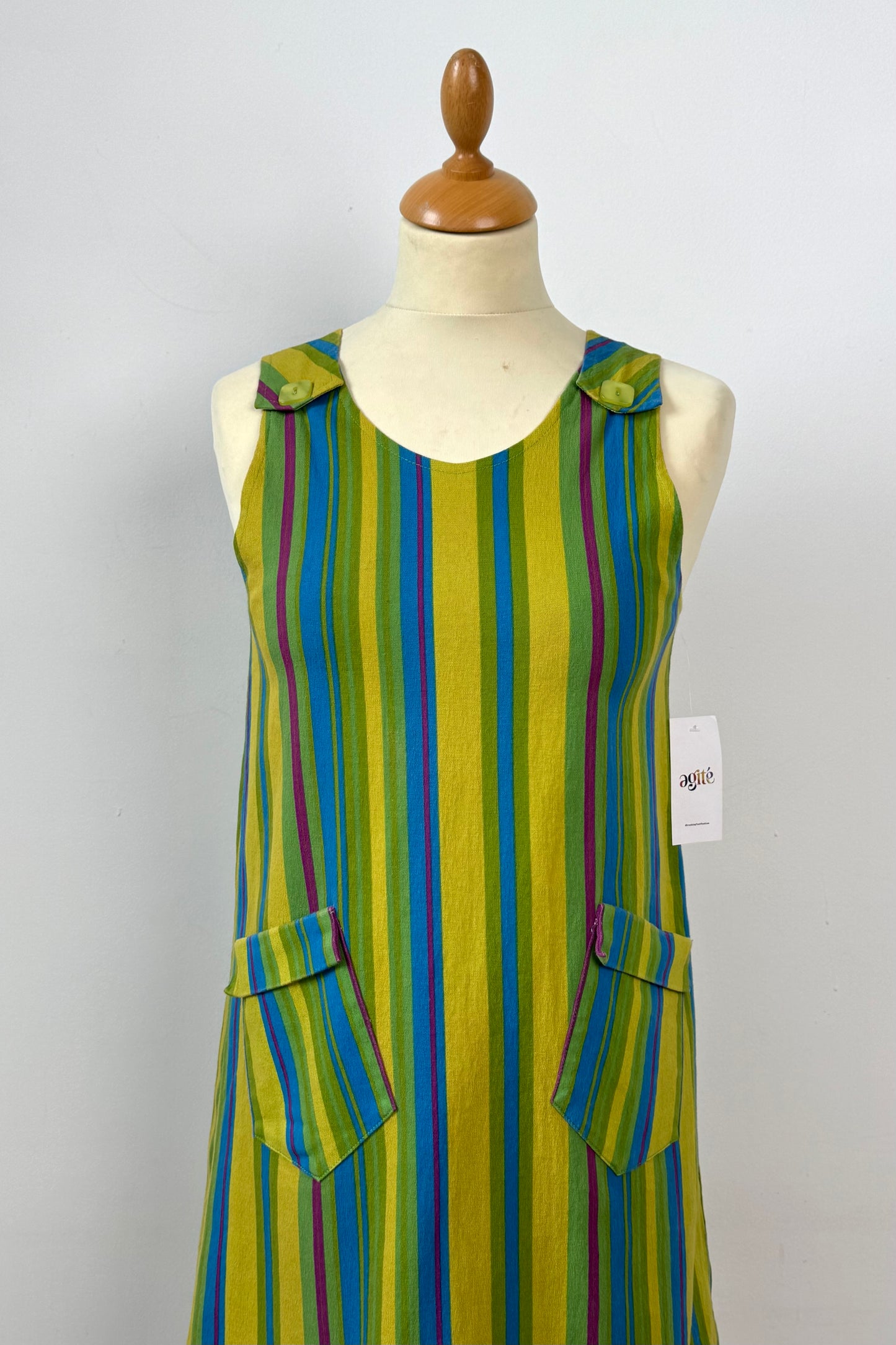 PINAFORE STRIPED DRESS SIZE XS UK 6 PETITE