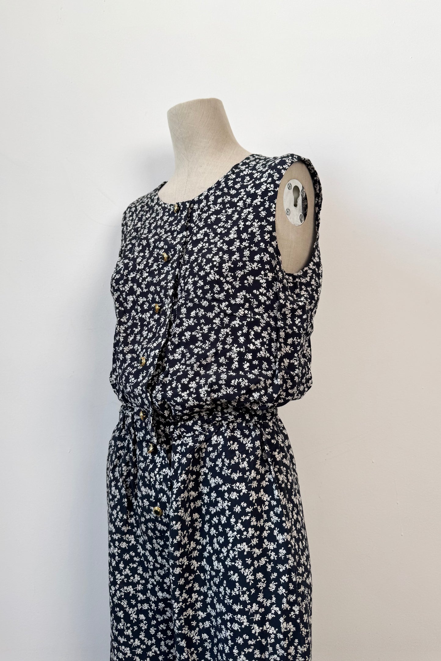 NAVY FLOWERS JUMPSUIT SIZE S UK 6/8