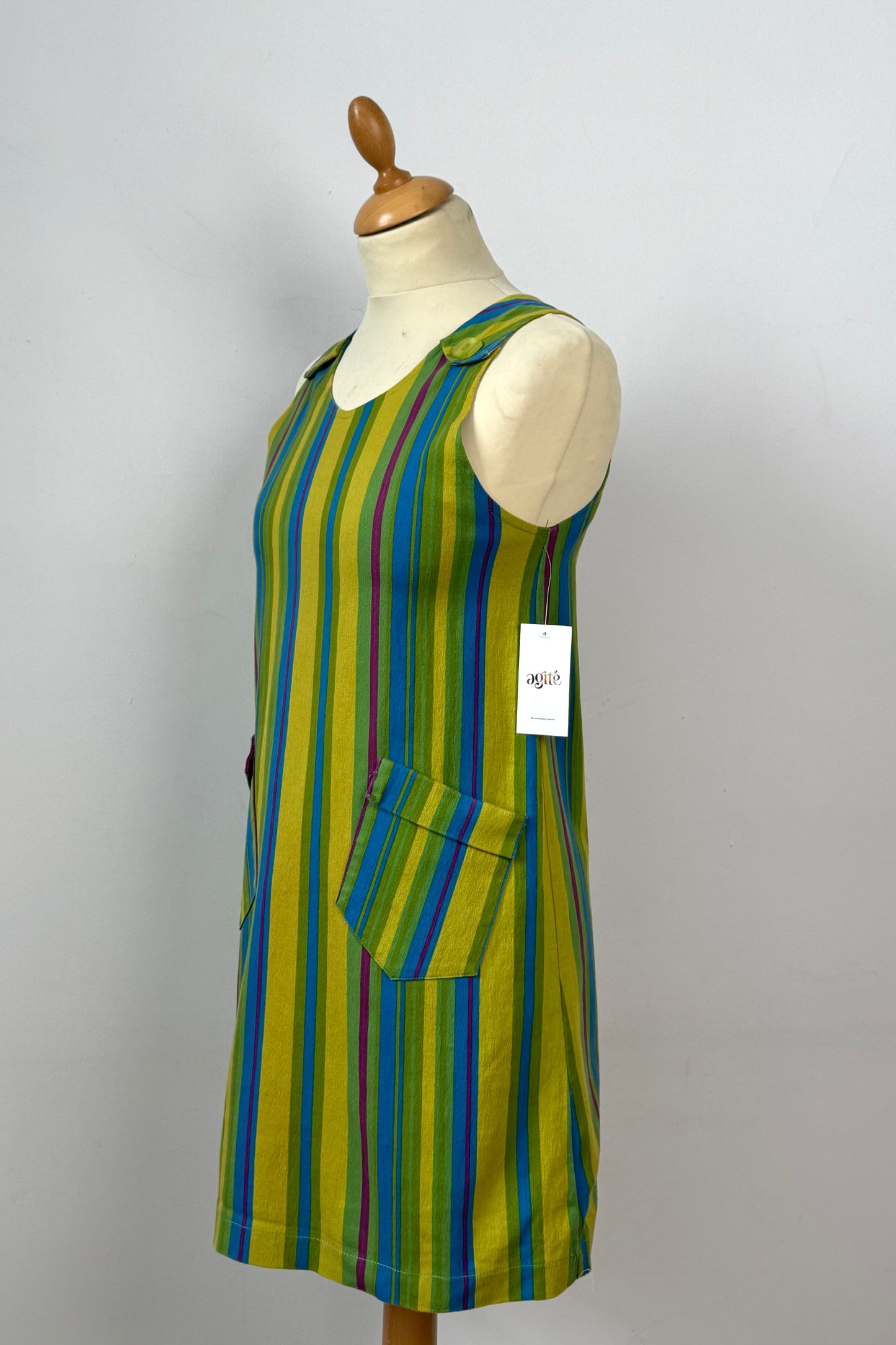 PINAFORE STRIPED DRESS SIZE XS UK 6 PETITE