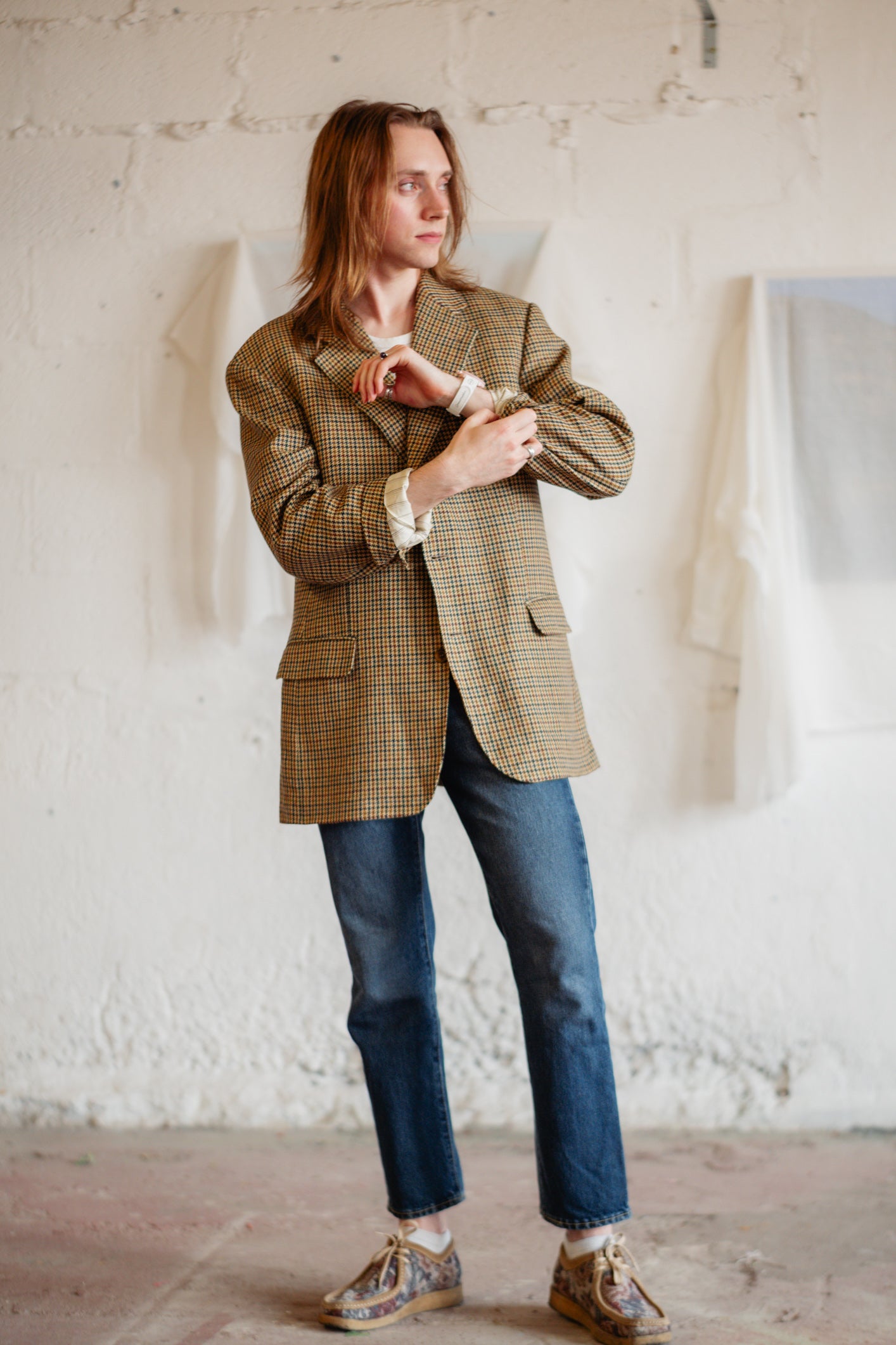 Burberrys Vintage Houndstooth Wool Blazer SIZE L/XL UK 12/14
