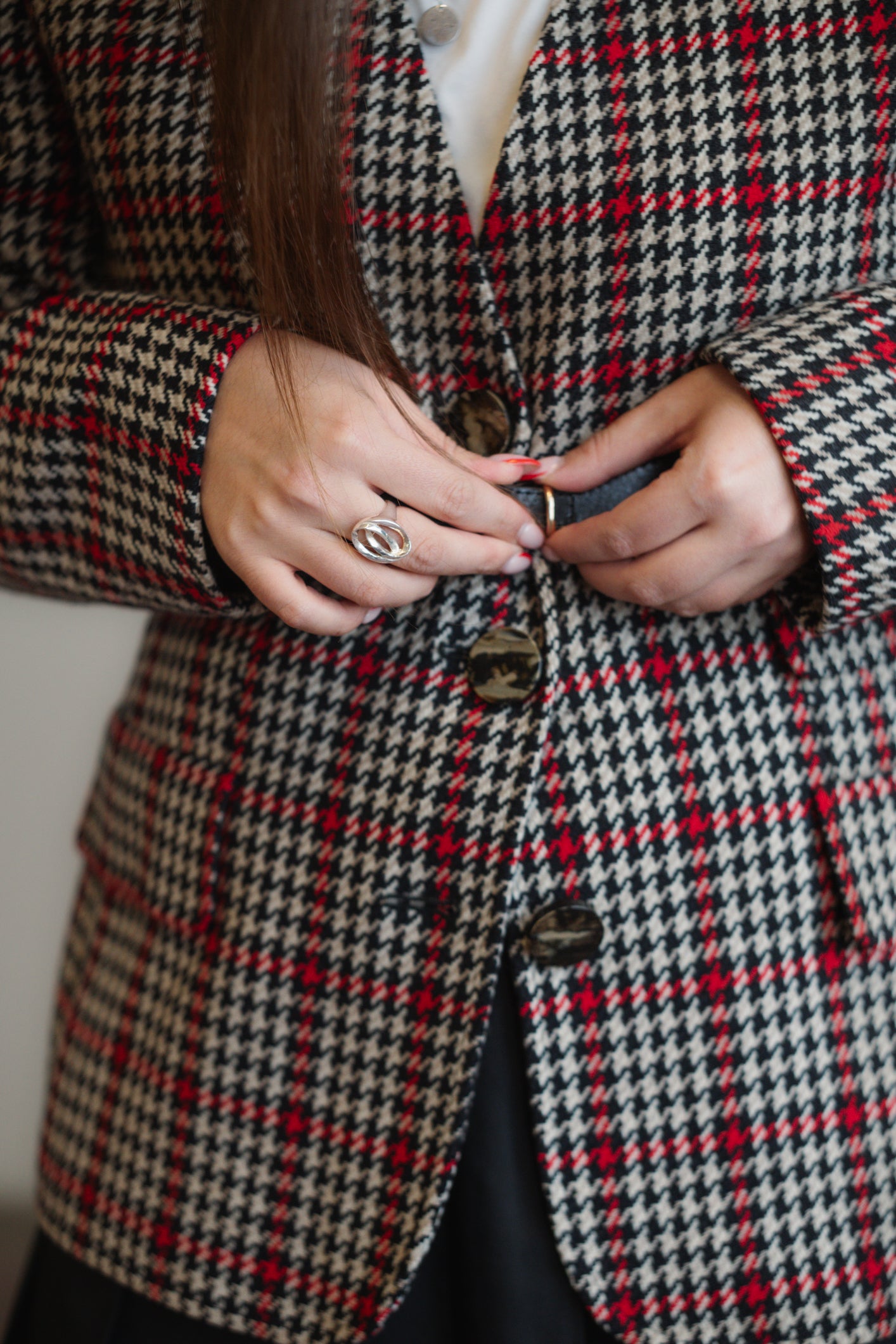 Vintage Valentino Tweed Blazer Black & Red Size M/L UK 10/12