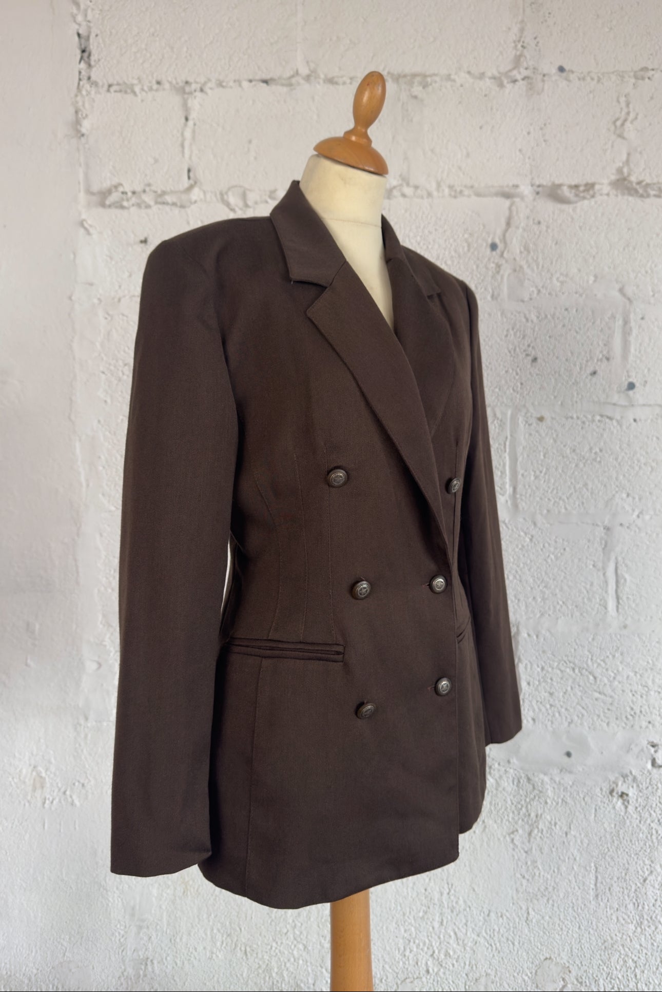 Double Breasted Brown Fitted Blazer Women's Size M UK 10