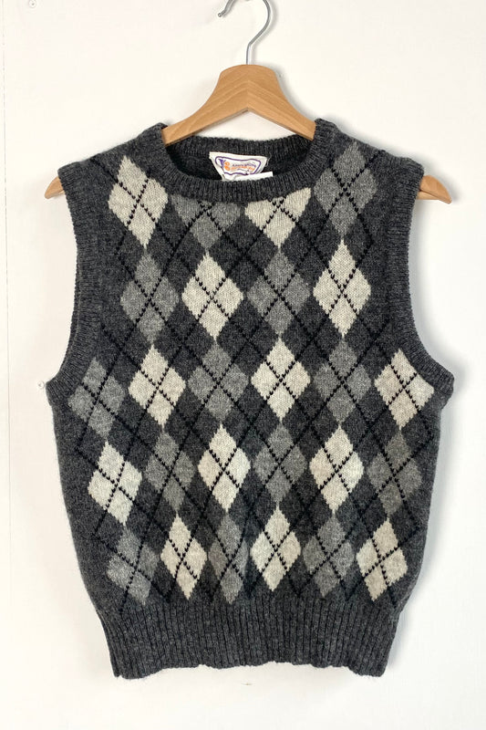 Argyle Wool Vest SIze S/M UK 8/10
