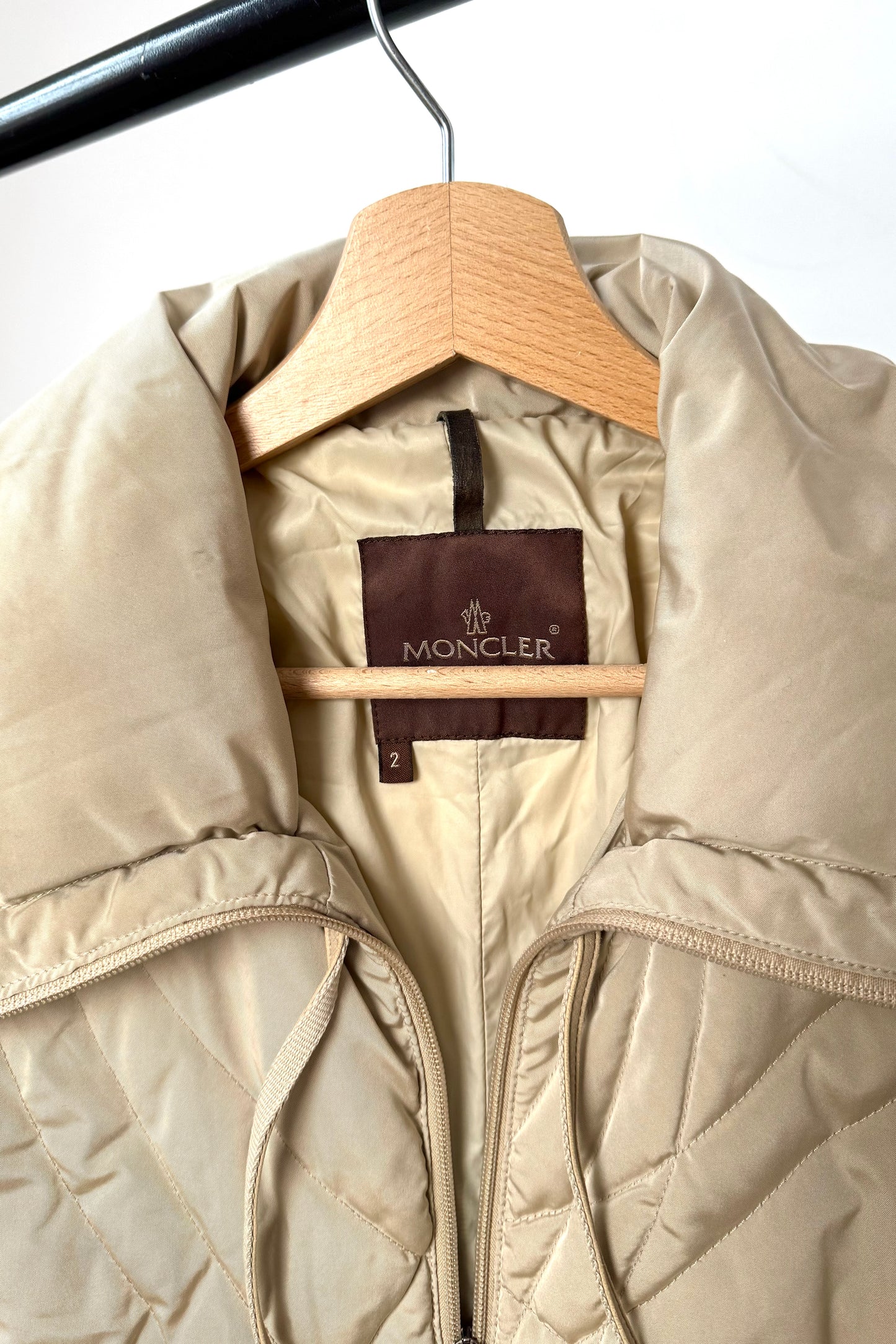 Ivory Moncler Puffer Coat in Size M UK 10
