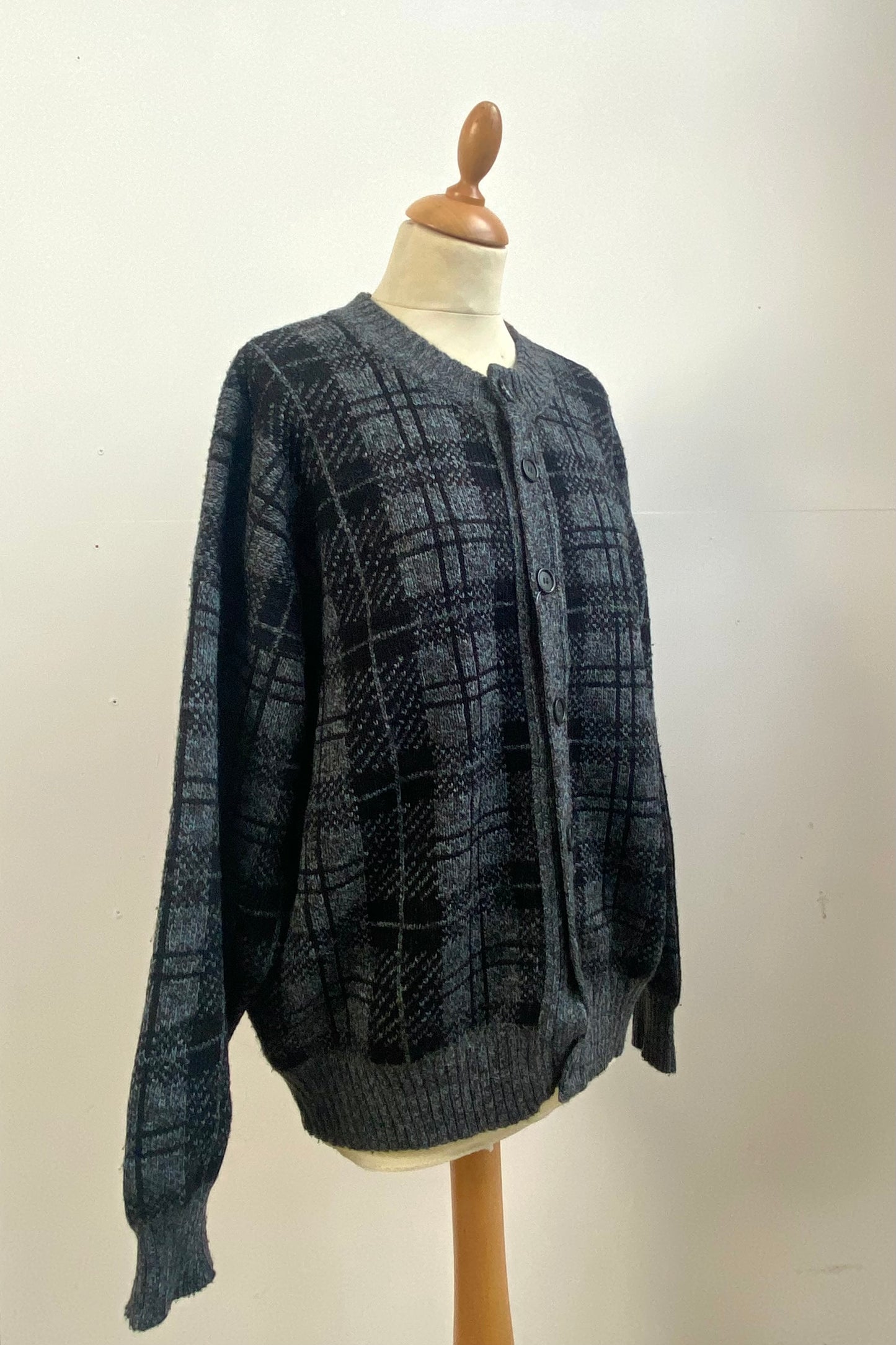 Black & Grey Check Cardigan Size M/L UK 10/12