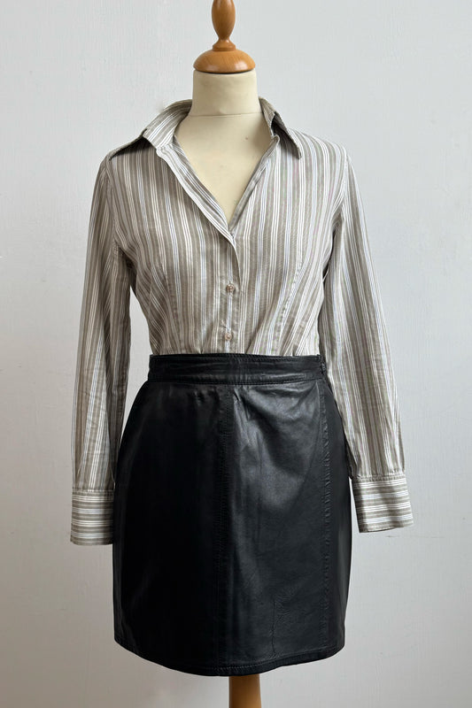 Wrap-around Black Leather Skirt Size S/M UK 8-10