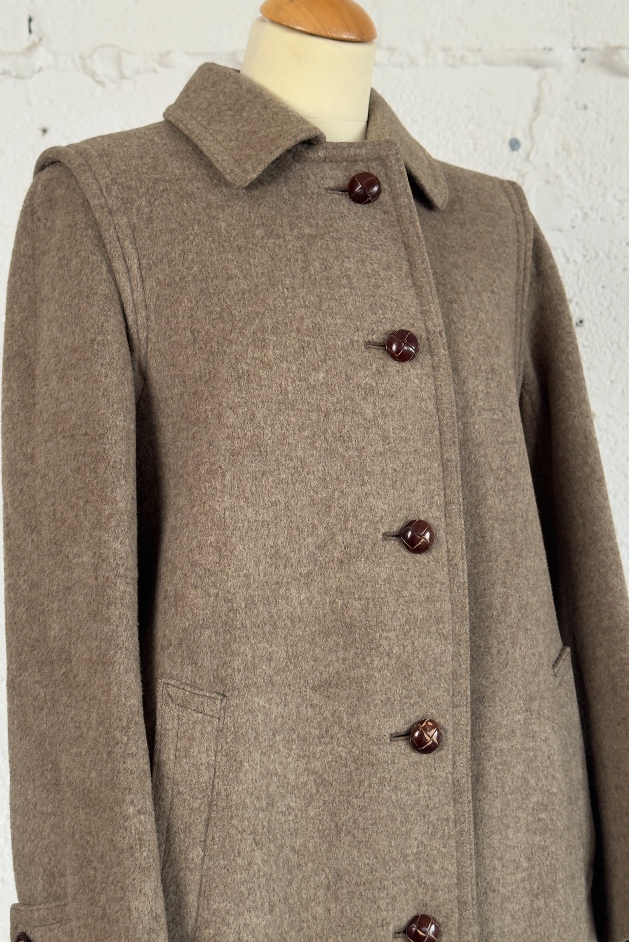 Wool Coat Greige Size S Women’s UK 6/8