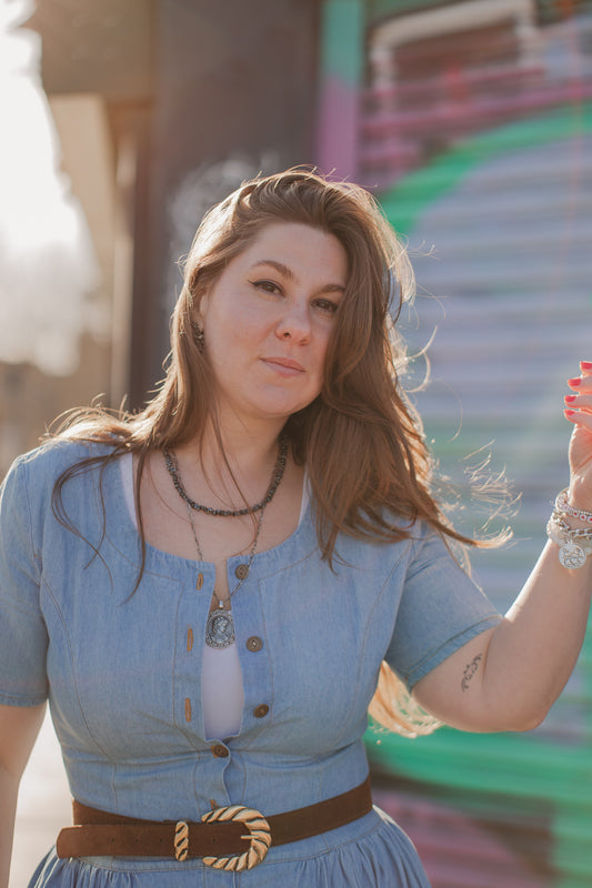 Light-wash Denim Midi Dress Size M/L UK 10/12