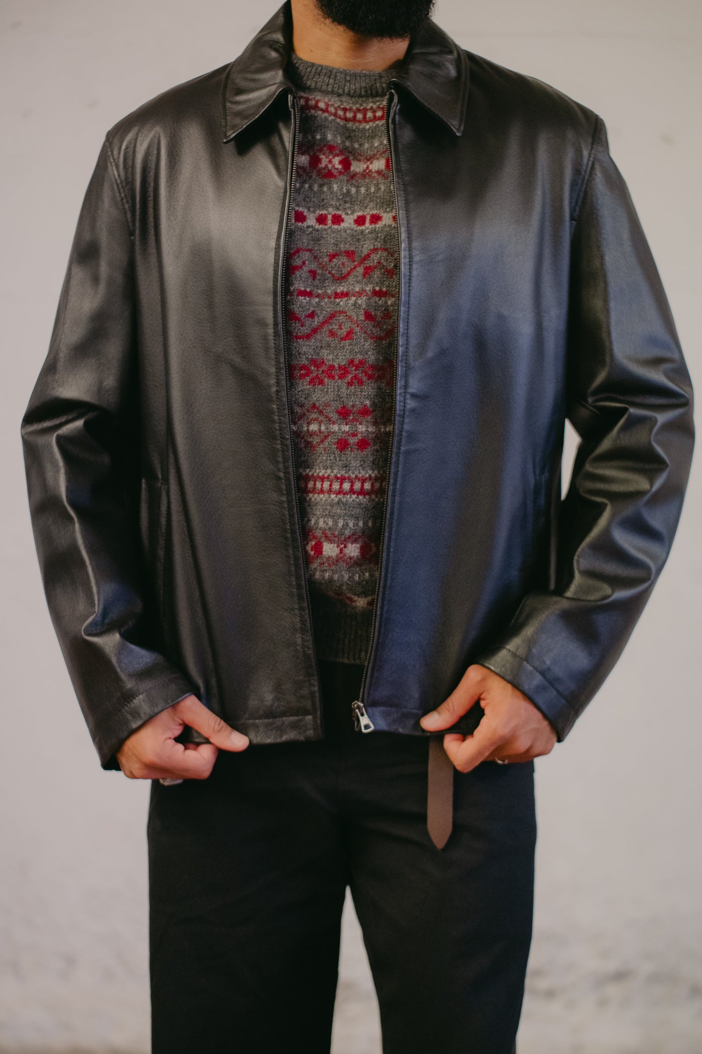 Leather Jacket Straight Fit Size L/XL UK 12/14