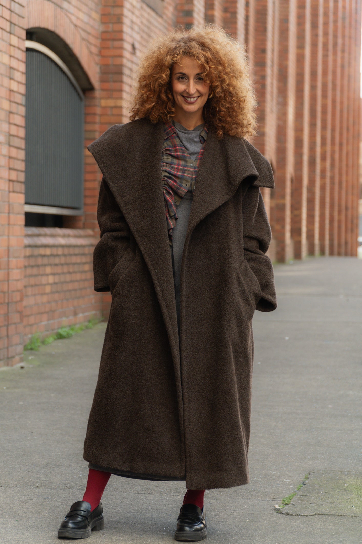 Max Mara Brown Robe Coat Pure Alpaca Wool Size L/XL Women’s UK 12-16