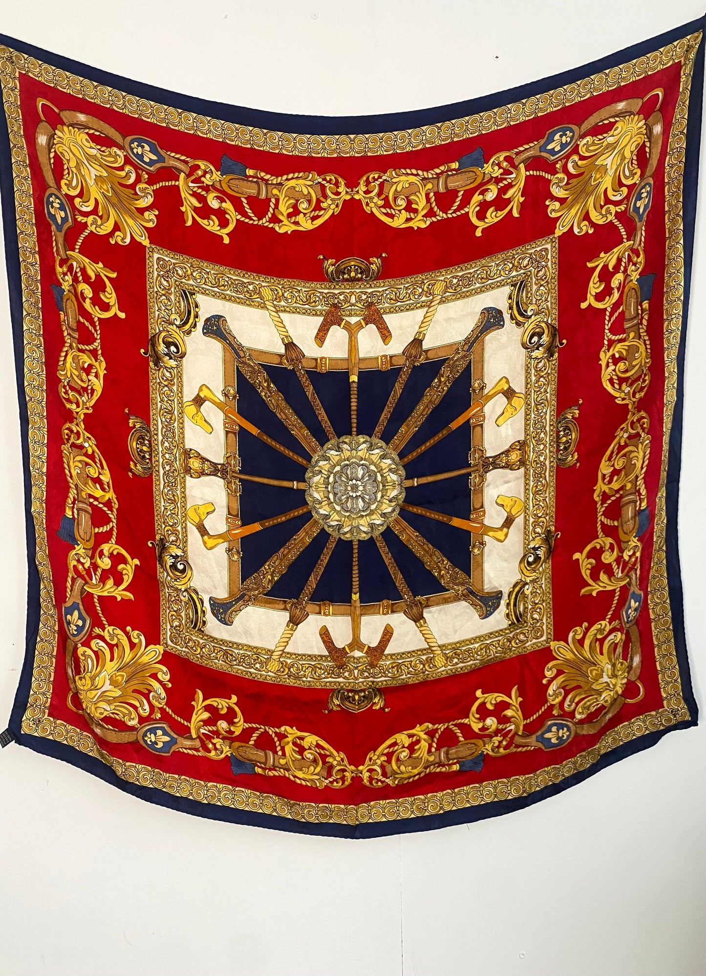 Italian Silk Scarf Chain & Horsebit Print