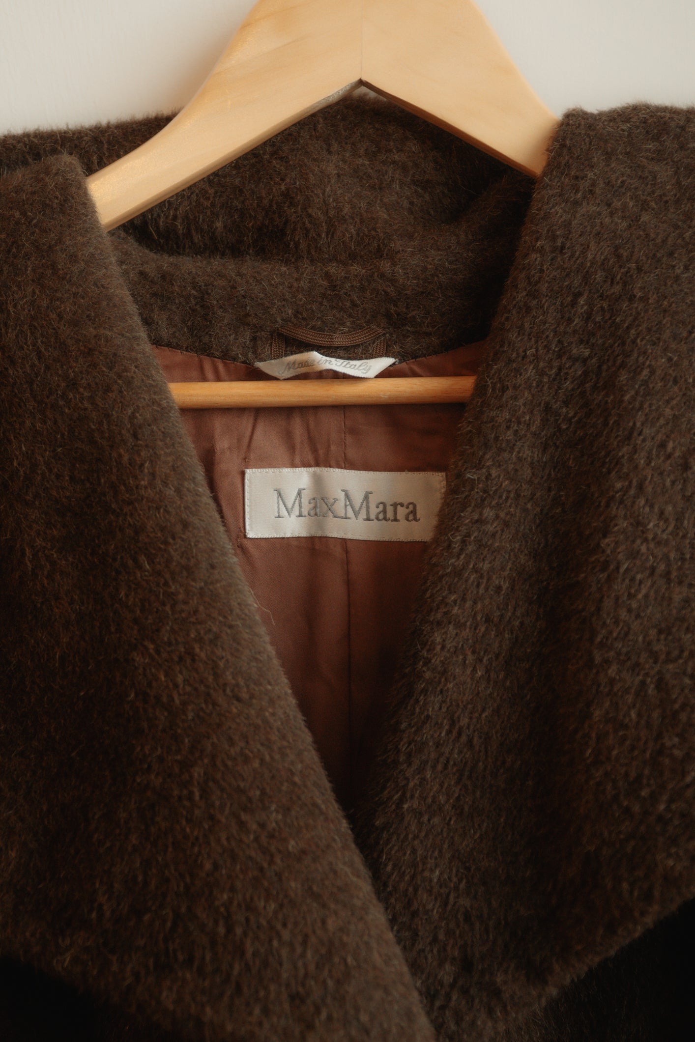 Max Mara Brown Robe Coat Pure Alpaca Wool Size L/XL Women’s UK 12-16