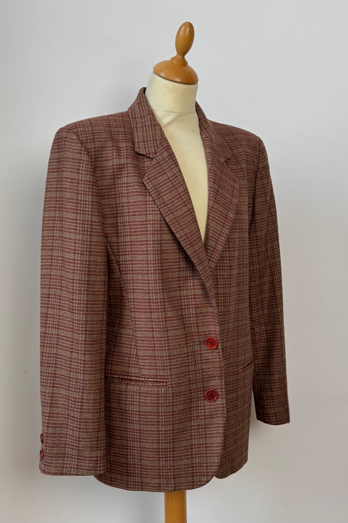 Pink Mauve Plaid Blazer Women's Size UK 10