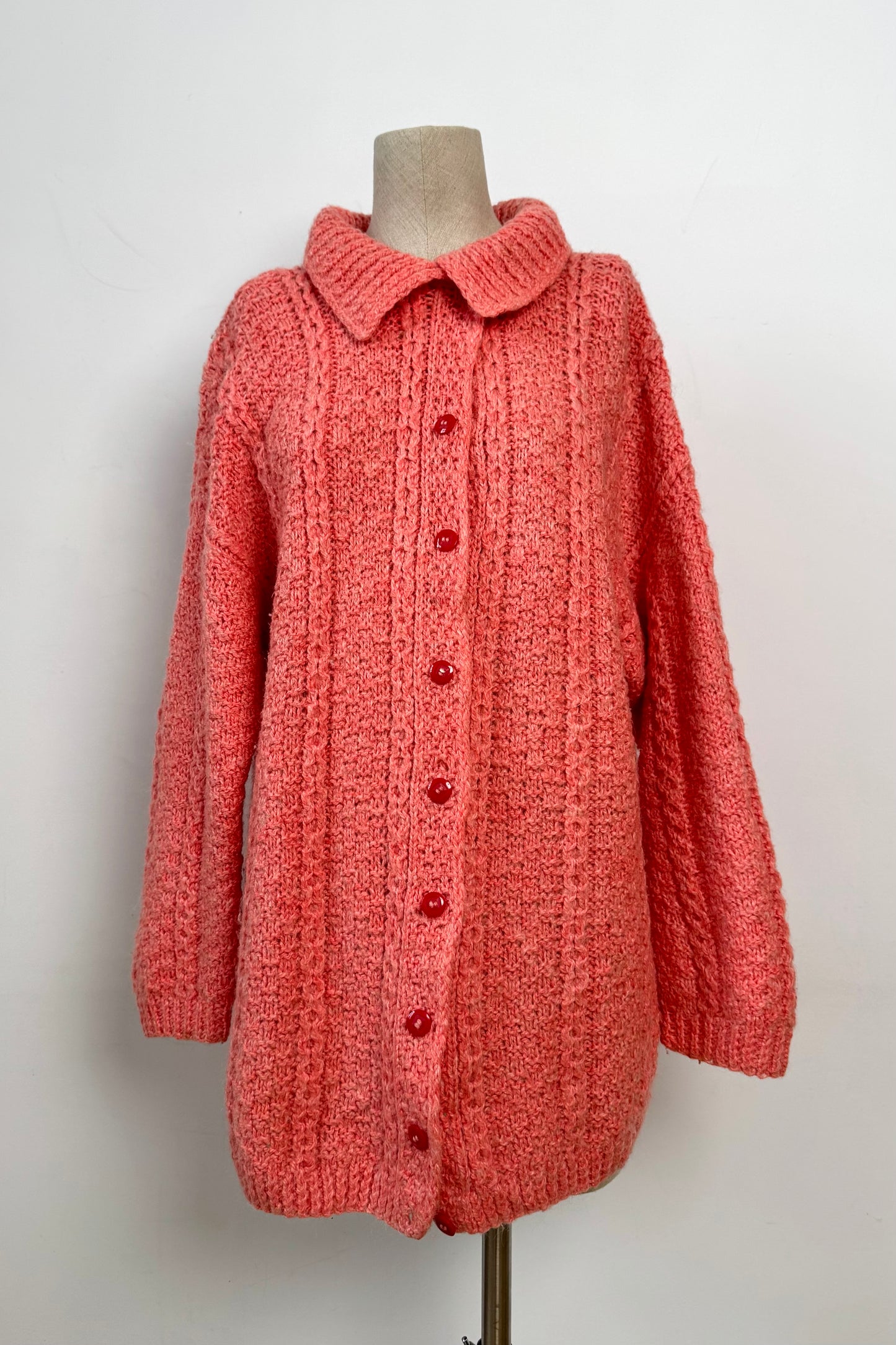 Coral knit cardigan in size M/L UK 10/12