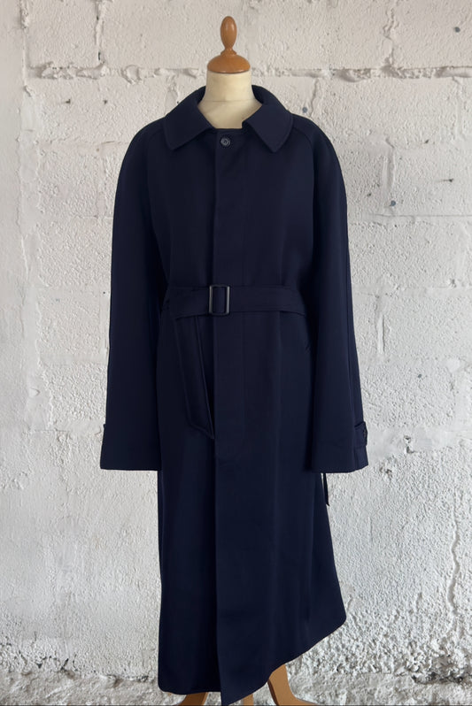 Pure Wool Navy Gabardine Trench Coat Men’s L / Women’s XL