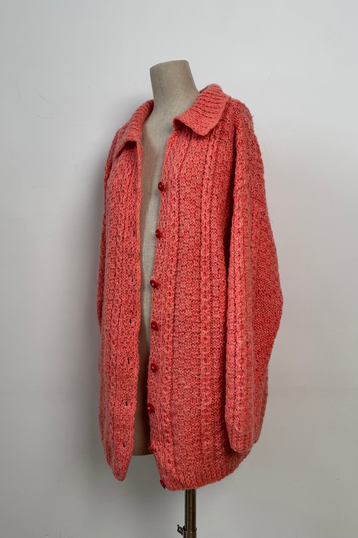 Coral knit cardigan in size M/L UK 10/12