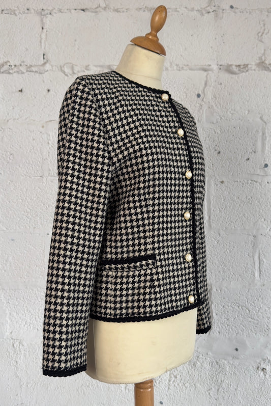 Houndstooth Wool Blend Blazer Size M/L Women’s UK 10-12