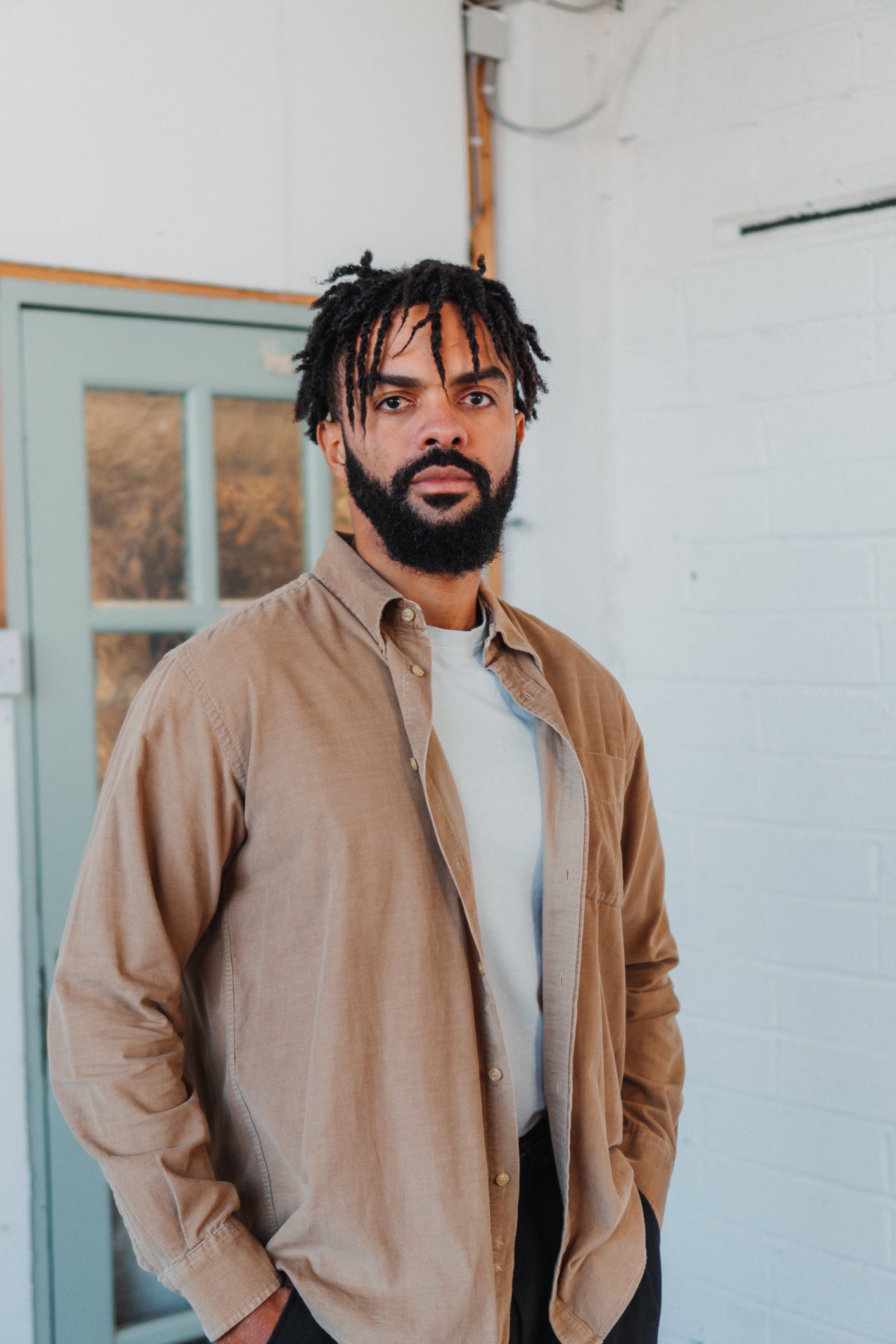 Corduroy Camel Shirt in Size XL UK 12/14