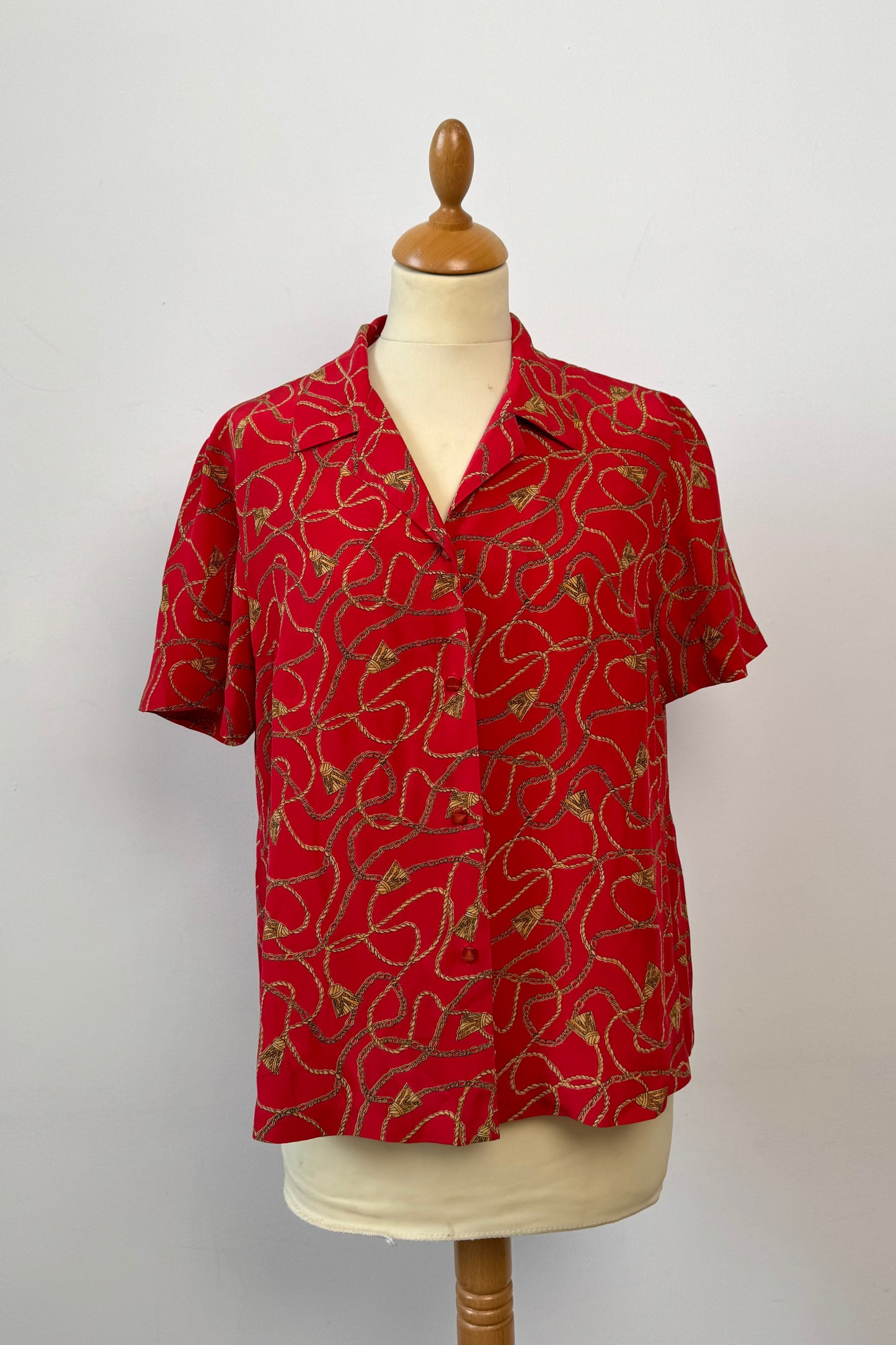 CHAIN PRINT SILK SHIRT SIZE S/M 8/10