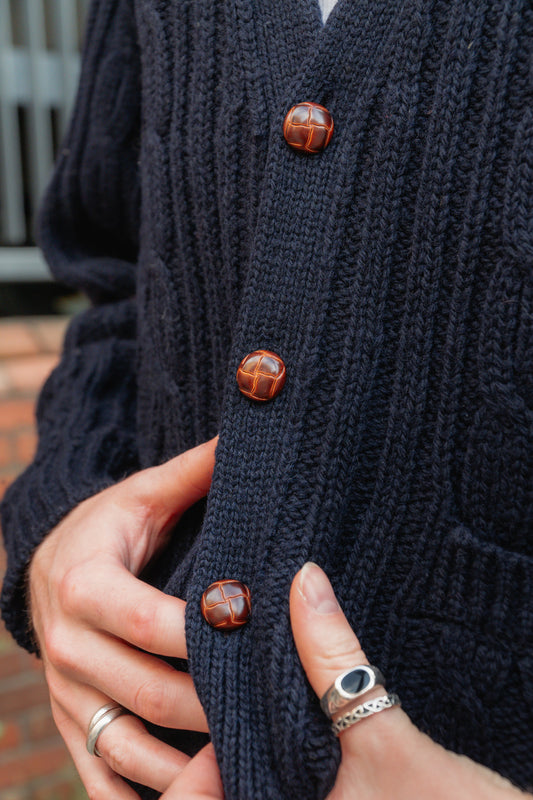 Navy Wool Cardigan, Marina Yachting SIZE M UK 10