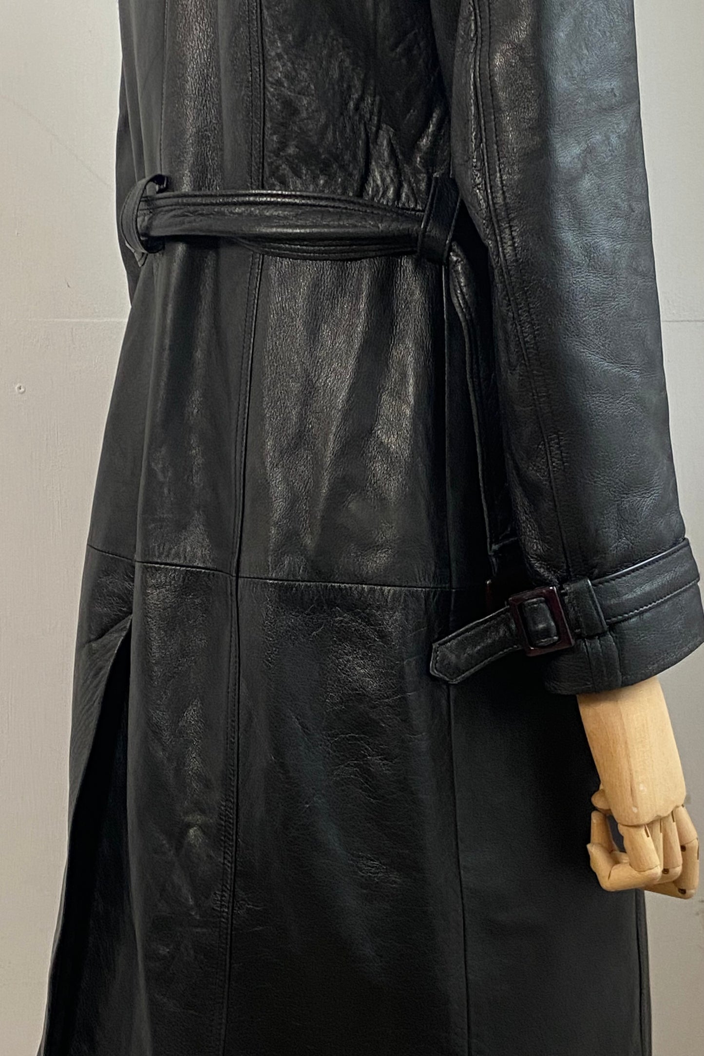 Italian Leather Trench Coat Size S UK 8