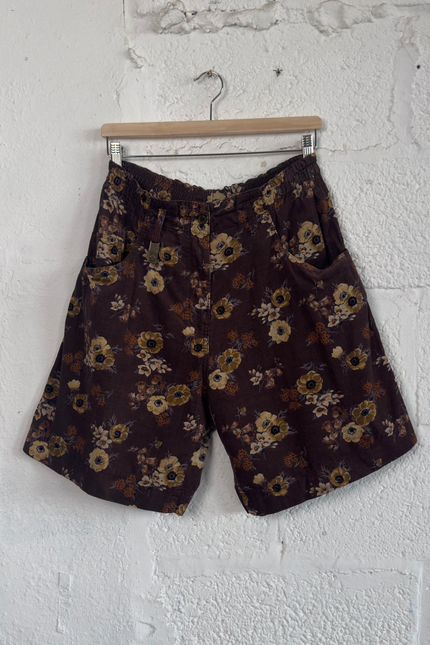 Kenzo Floral Corduroy Paperbag Shorts Size Medium UK 8/10