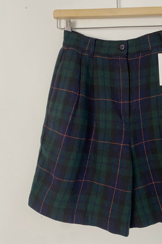 Tartan Plaid Paperbag Shorts with Contrast Stitch UK 6/8