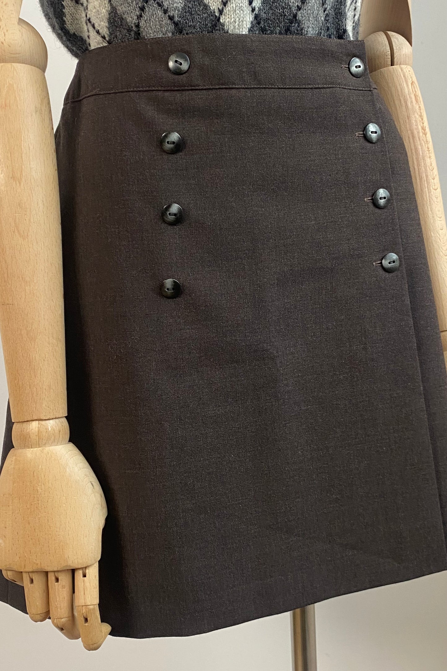 Cacharel Brown Wrap Mini Skirt Size XS/S UK 6/8 EU 36