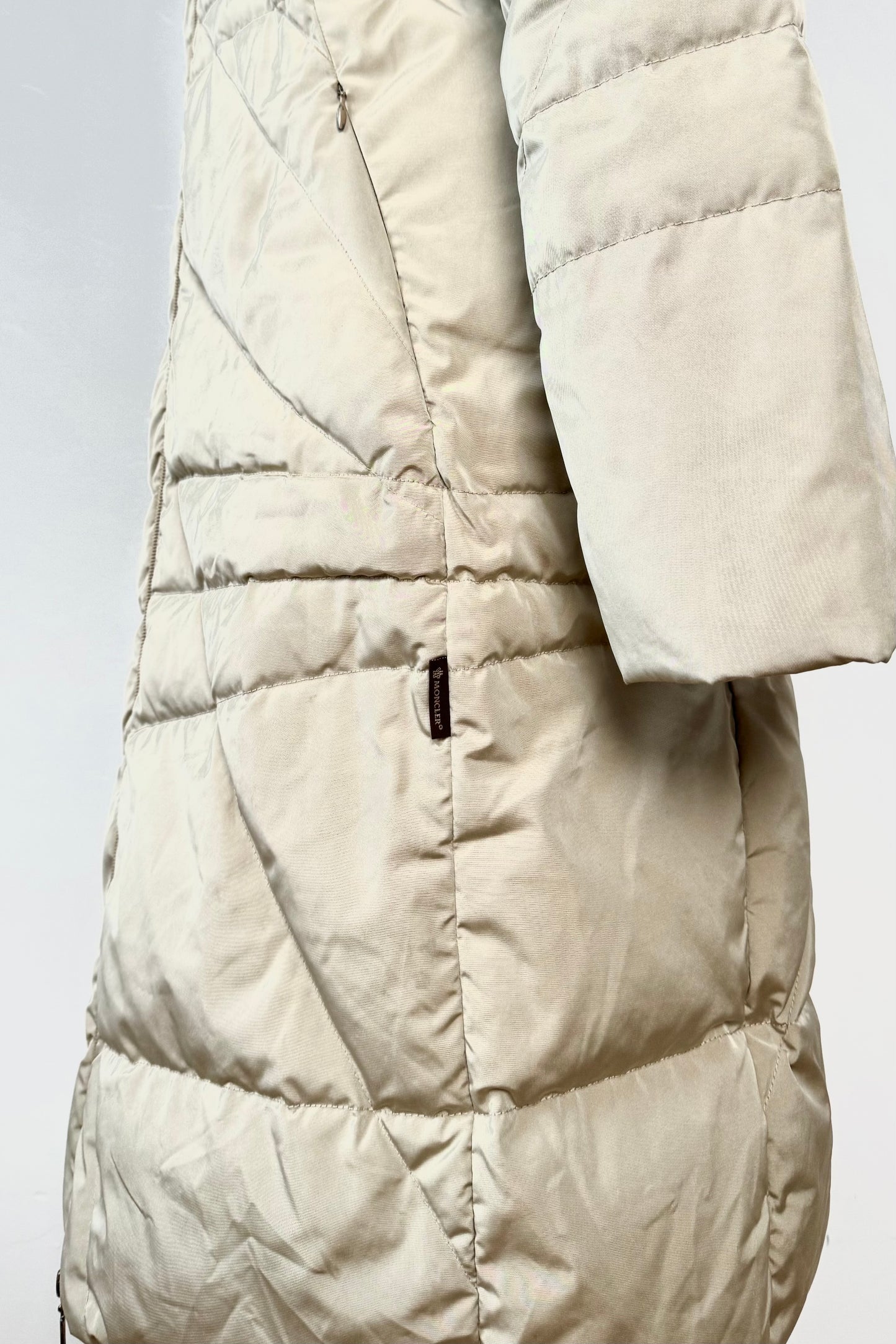 Ivory Moncler Puffer Coat in Size M UK 10