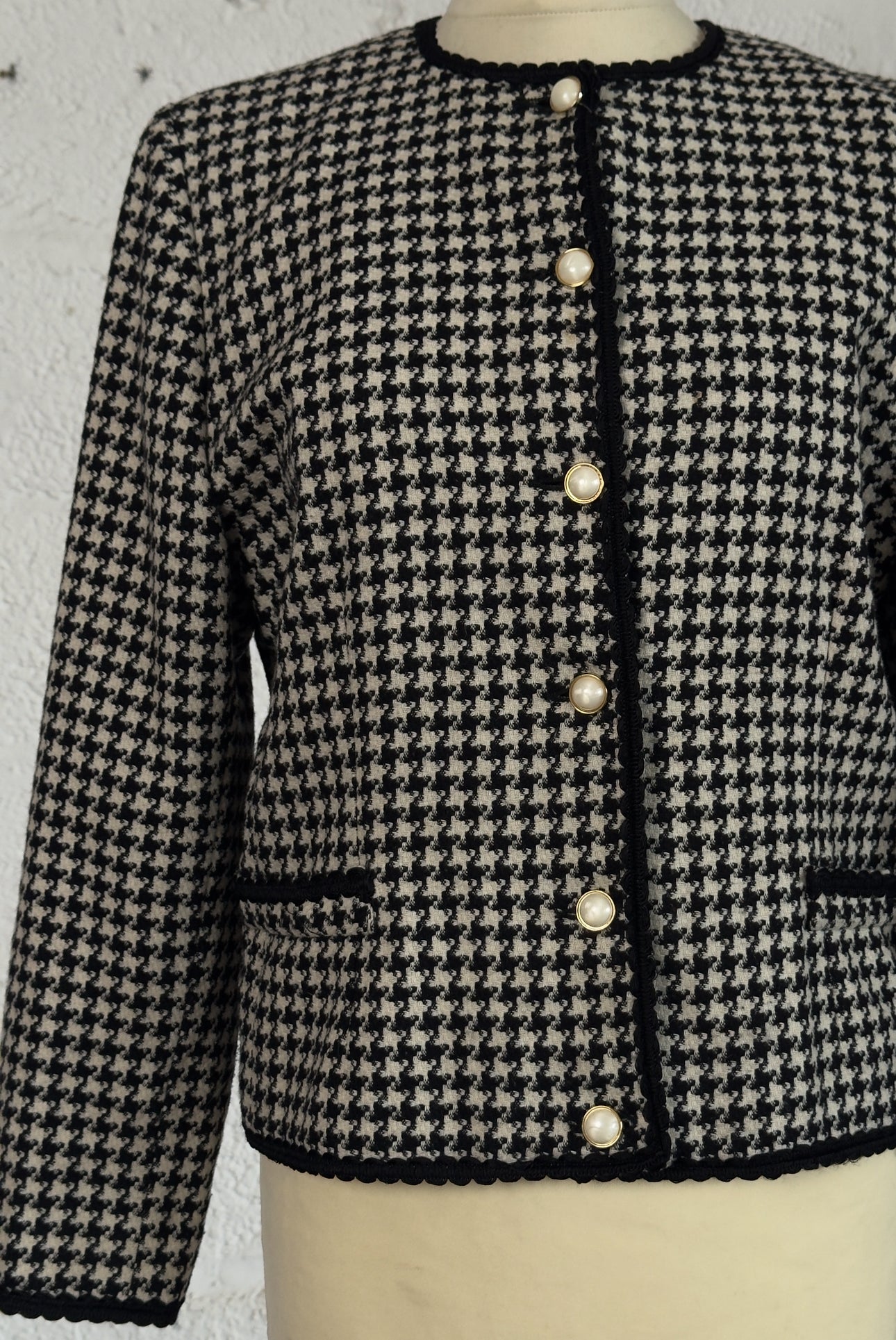 Houndstooth Wool Blend Blazer Size M/L Women’s UK 10-12