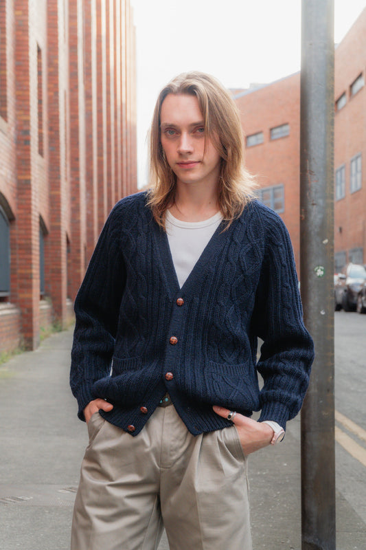 Navy Wool Cardigan, Marina Yachting SIZE M UK 10