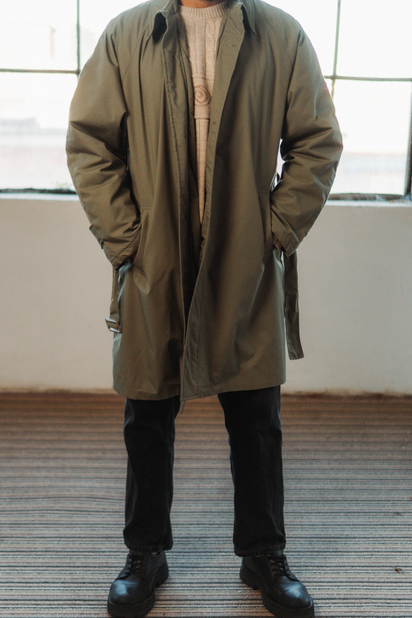 Matcha Green Trench Coat in Size XL/XXL UK 16/18