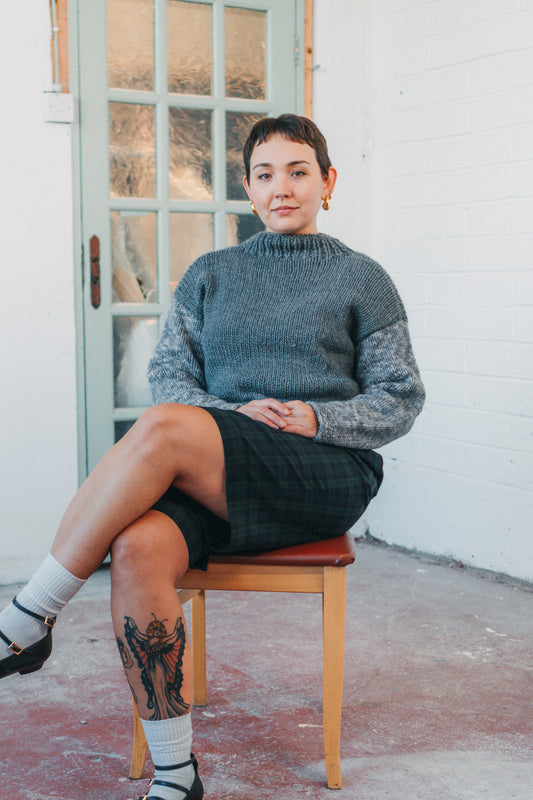 Knitted Grey Jumper in Size L UK 12