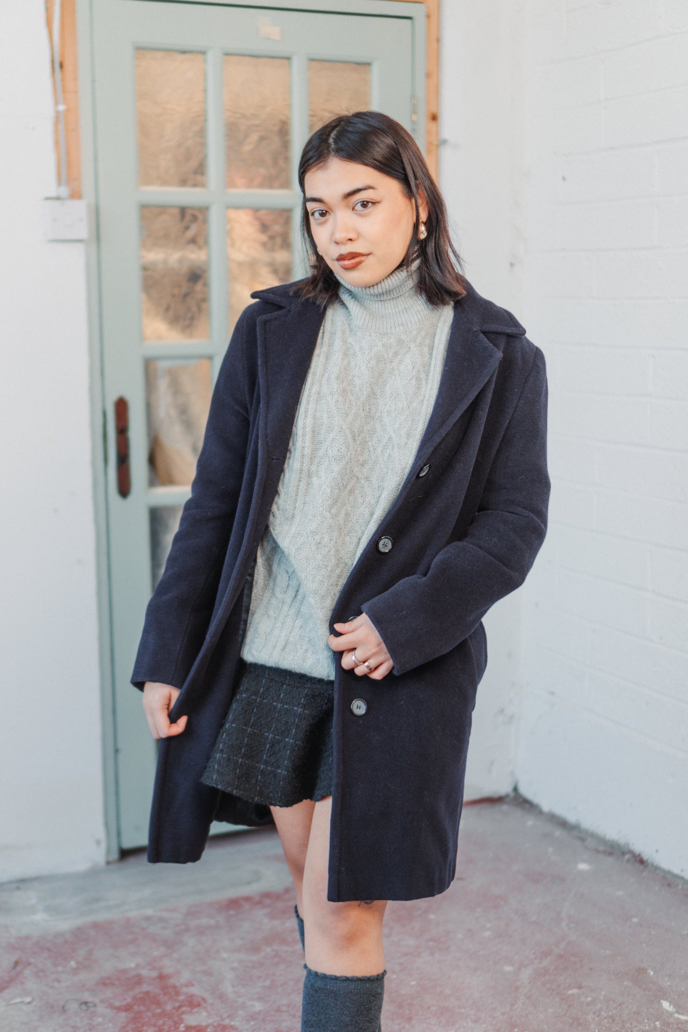 Marella Navy Coat in Size M UK 10